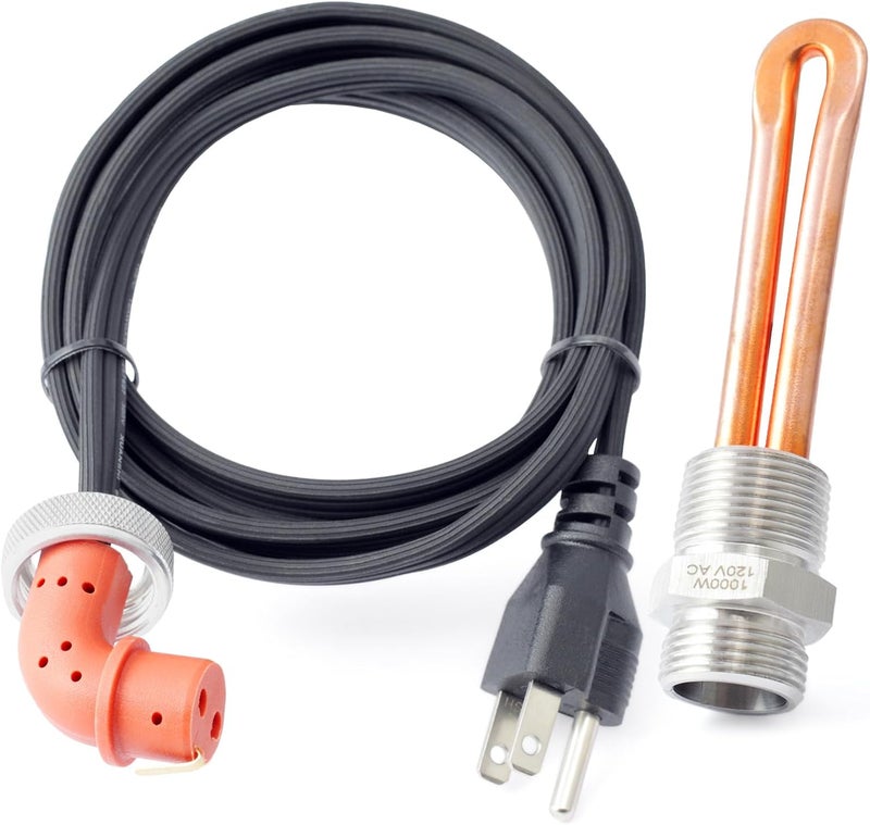 Lisnhlin F7TZ-6A051-AA Diesel Engine Block Heater Replacement for Ford F-250 F-350 7.3L for Powerstroke Diesel 1995-2003 with Cable Cord 120v 1000w 3/4" NPT - Image 1